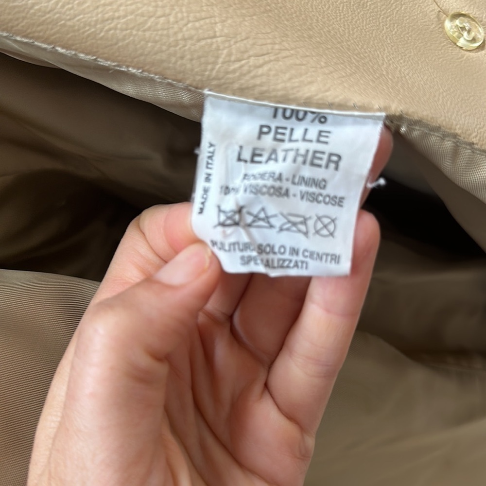 Peruzzi leather jacket. Women’s size 50. Tan​​​​​​​​​​​​​​​​​ - Picture 7 of 11